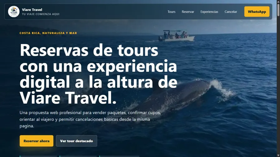 Vista previa de la propuesta web de Viare Travel