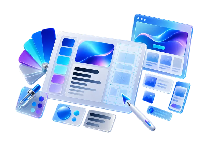 Sistema de identidad visual con paleta de colores, retícula y componentes web